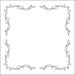 Elegant black and white ornamental frame, decorative border, corners for greeting cards, banners, business cards, invitations, menus. Isolated vector illustration.