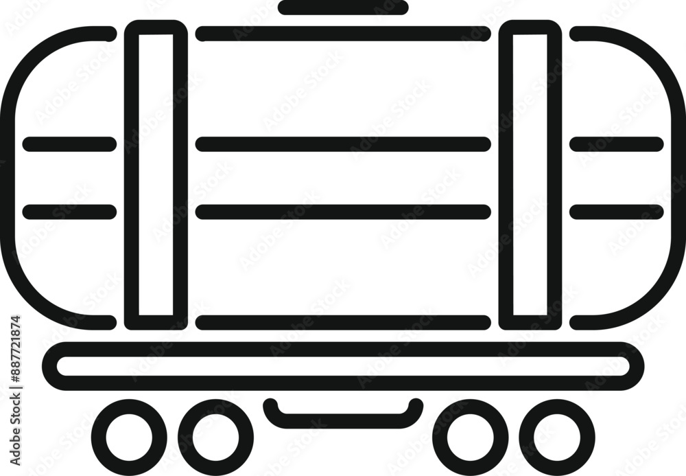 Sticker Tank wagon transporting oil products by rail freight transportation isolated on white background