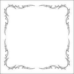 Elegant black and white ornamental frame, decorative border, corners for greeting cards, banners, business cards, invitations, menus. Isolated vector illustration.