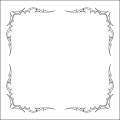 Elegant black and white ornamental frame, decorative border, corners for greeting cards, banners, business cards, invitations, menus. Isolated vector illustration.