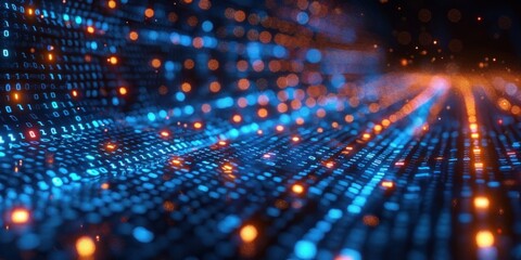 Obraz premium Abstract Digital Data Stream with Binary Code