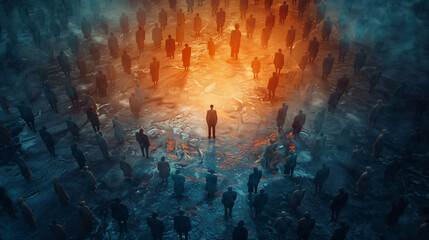 Fototapeta premium Focus on one person in the context of human resource management and recruitment.