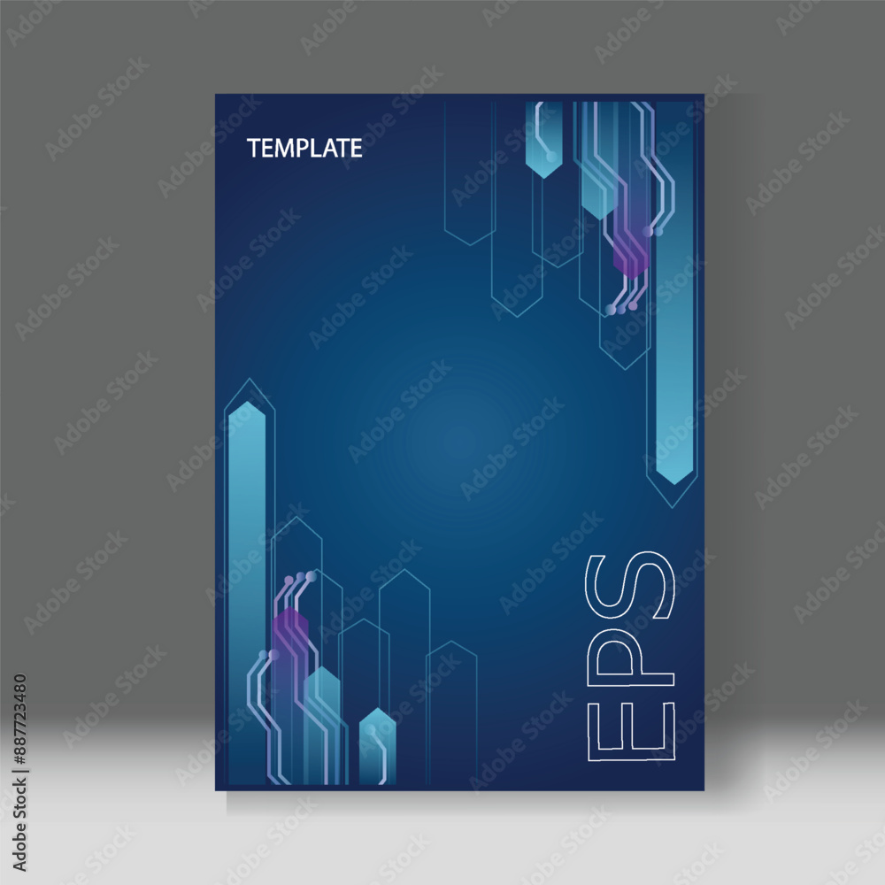 Poster abstract vector template in hi-tech style. modern cover design using tech elements and data visualiz