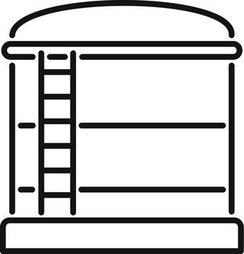 recommend clip art: Line drawing of a large industrial water tank with a ladder, perfect for concepts of storage or water treatment
