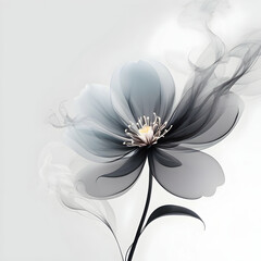 A minimalist flower smoking merging with the air