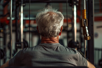 Obraz premium Beautiful elderly people attending gym having healthy lifestyle way of life, modern indoors sports space, Generative AI