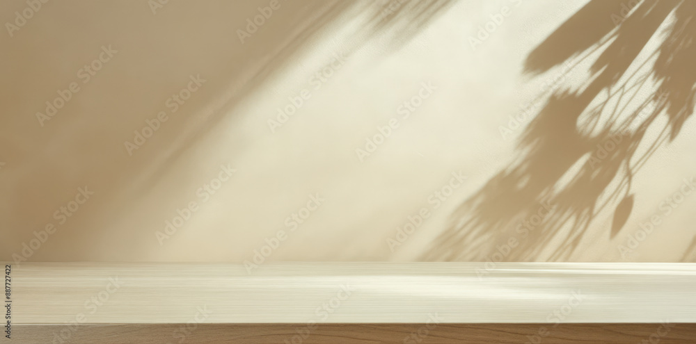 Poster product placement. minimal product placement background with shadow. empty shelf against neutral wal