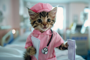 AI generated picture of funny cat working as pharmacist