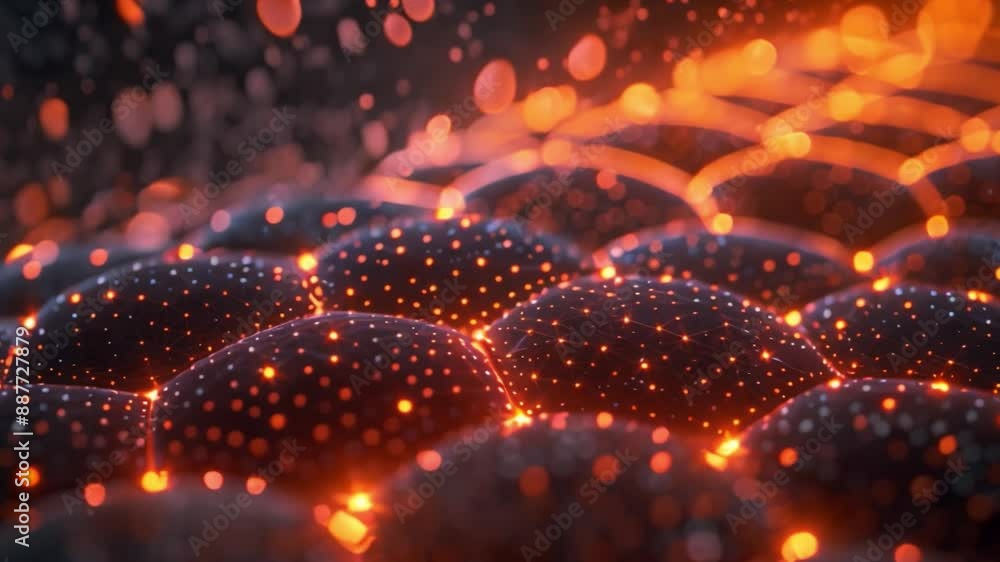 Poster an abstract representation of nanotechnology, showcasing the potential of this field to create innov