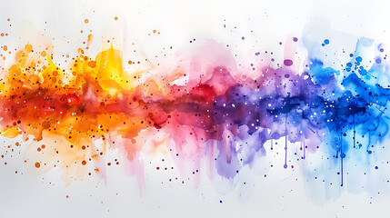 Vibrant watercolor splash featuring a spectrum of colors blending seamlessly on a white background. Perfect for artistic and creative projects.