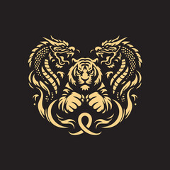 Tiger and dragon fight