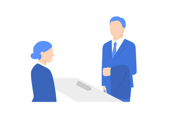 企業の受付で立つ男性のイラスト - ビジネスマナー・企業訪問