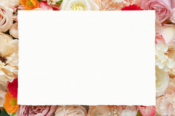 Card mockup on pastel flowers