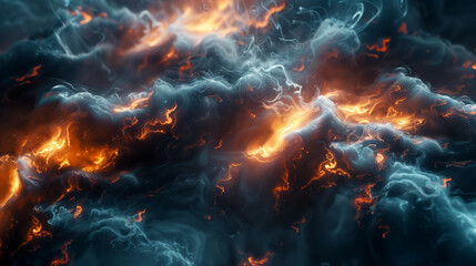 Fototapeta premium An abstract background of a mixture of smoke and lava