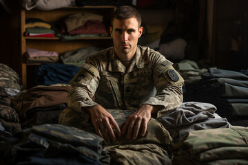 Fototapeta premium People in military camouflage uniforms generative AI