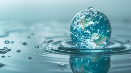 Suspended Water Droplet Reflecting Earth for Global Water Conservation