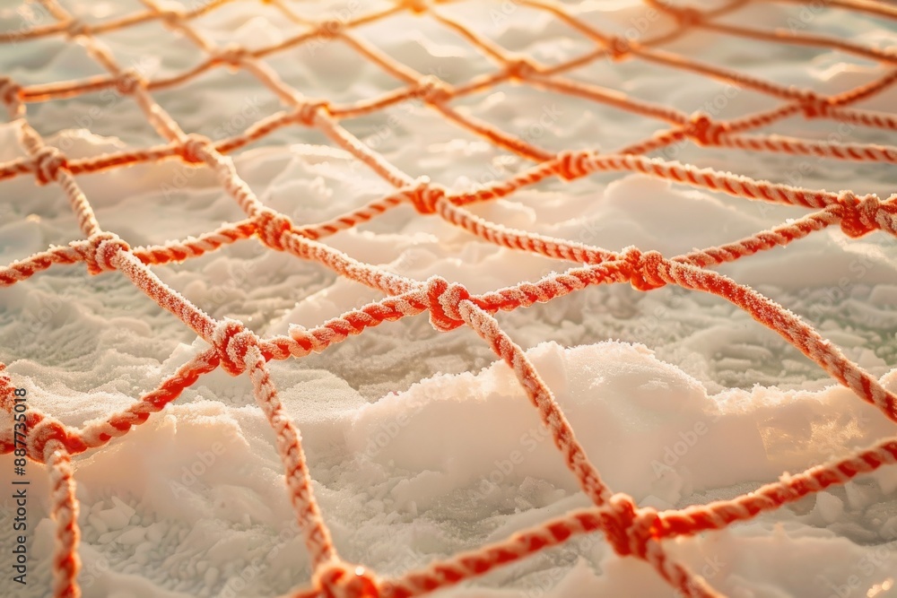 Fototapete football or tennis net. rope mesh on a white background close-up. beautiful simple ai generated imag