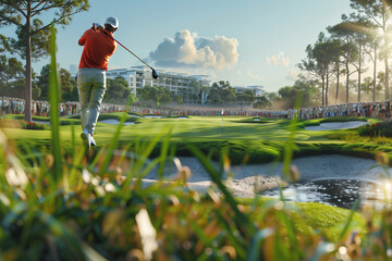 a golf player at a golf tournament