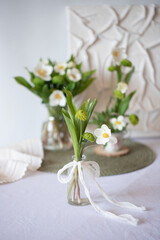 Flowers in a vintage vase on the table