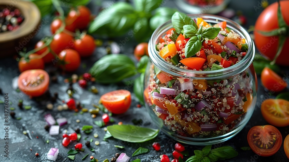 Sticker Quinoa Salad with Fresh Vegetables