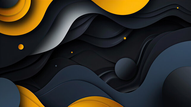abstract black and yellow shapes background 