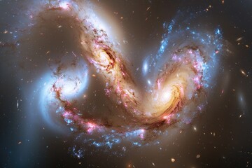 The vast universe with countless galaxies spread across the cosmic expanse, A cluster of galaxies colliding and merging in a celestial dance, Outer Space Galaxy Stars Universe Cosmic Background
