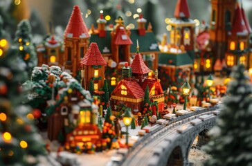 Christmas village model with lights