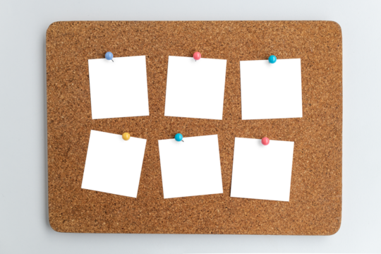 Paper png mockup, memo on corkboard