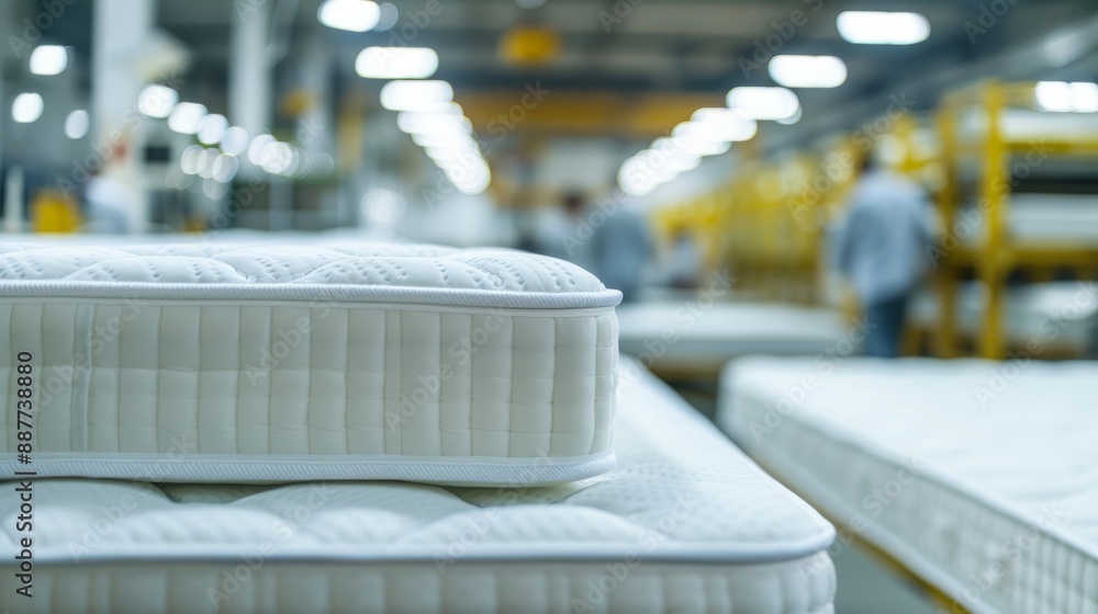 Poster a mattress is displayed in a factory setting