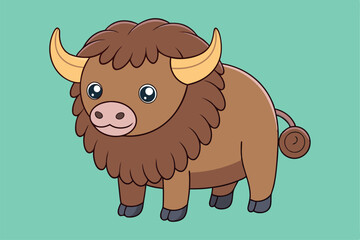Adorable Bison Vector Graphic For Web And Print , Premium Bison Illustration For All Creative Projects
