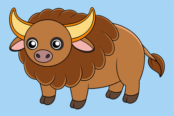 Adorable Bison Vector Graphic For Web And Print , Premium Bison Illustration For All Creative Projects