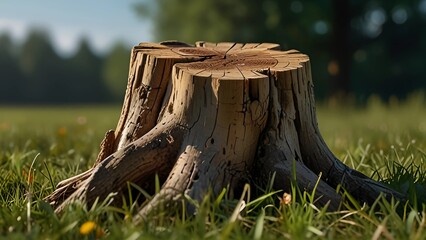 Nature's Stage: A Tree Stump Podium for Sustainable Events
