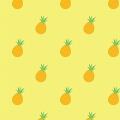 Vector pattern with pineapple in flat style. Art for backgrounds, fabric, prints, banner