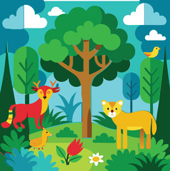 Vibrant forest vector illustration 