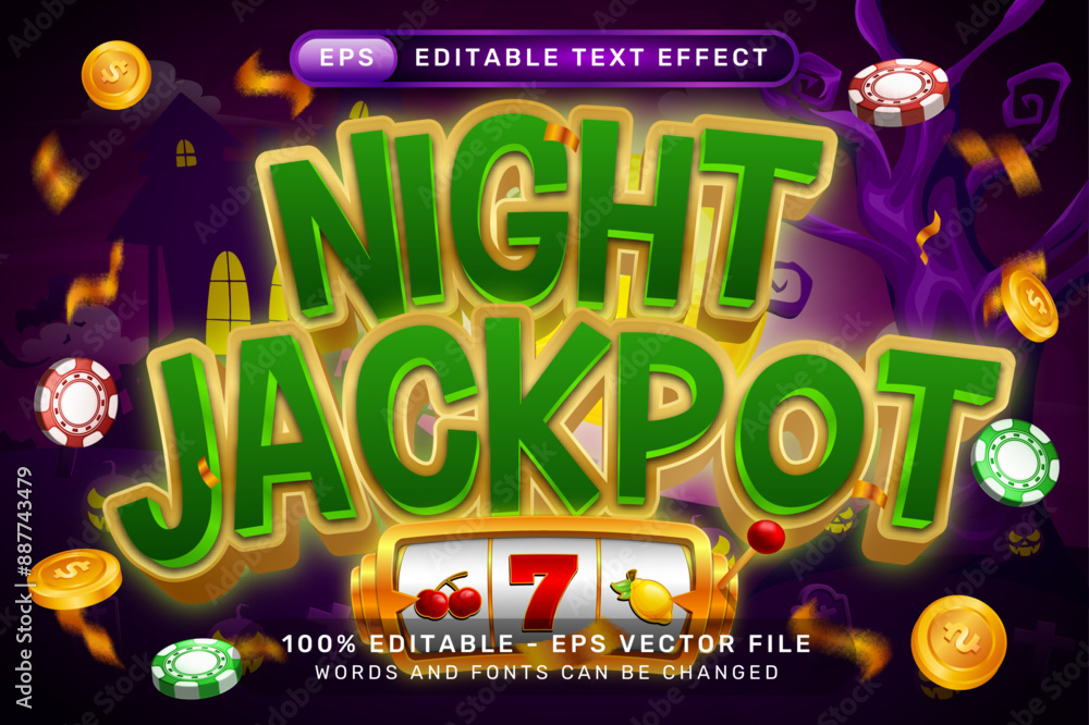 Poster night jackpot text effect and editable text effect with halloween background
