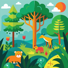 Vibrant forest vector illustration 