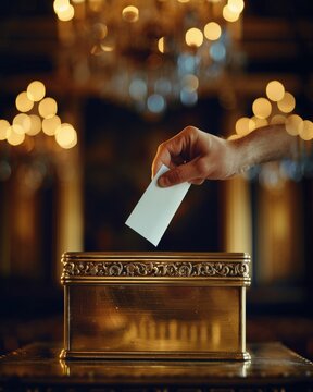 European union election voting card in ballot box  symbol of democratic citizen engagement