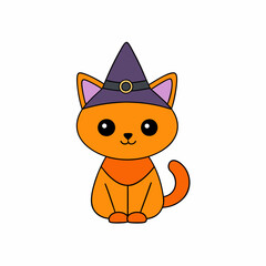 Playful vector illustration of a cat in a holiday hat with Christmas themes on a white background great for festive artwork