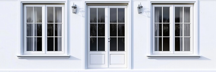 Obraz premium Door Window. Double Glass Home Window Frame Isolated on White Background