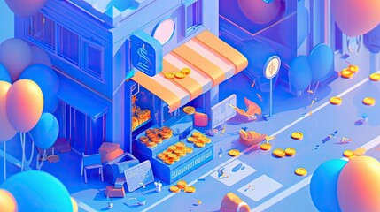 token exchange flat design side view market