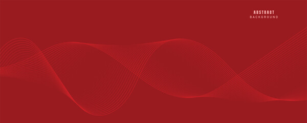 Vector abstract red background with dynamic red waves, lines 
