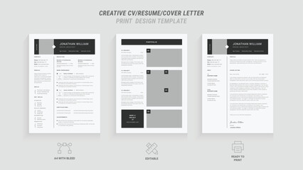 Minimalist Multipurpose Resume & Cover Letter Template , Clean Modern Design with Header and Footer, Ideal for Job Applications, Vector Graphic, Professional CV Layout