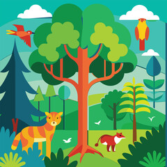 Vibrant forest vector illustration 