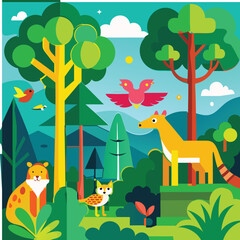Vibrant forest vector illustration 