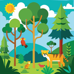 Vibrant forest vector illustration 