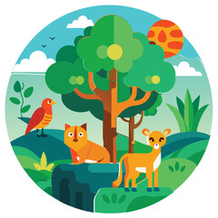 Vibrant forest vector illustration 