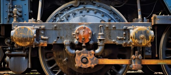 Fototapeta premium Close-up of a Steam Locomotive Wheel and Mechanism