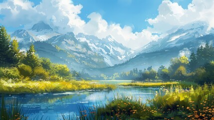 Obraz premium beautiful inspirational landscape with blue sky