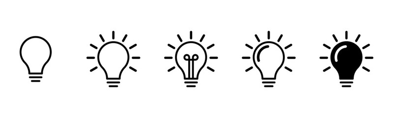 Creative concept idea set. Vector isolated success illustration. Lamp idea business concept. Power energy.