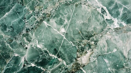 Fototapeta premium Green marble surface with white veins and cracks